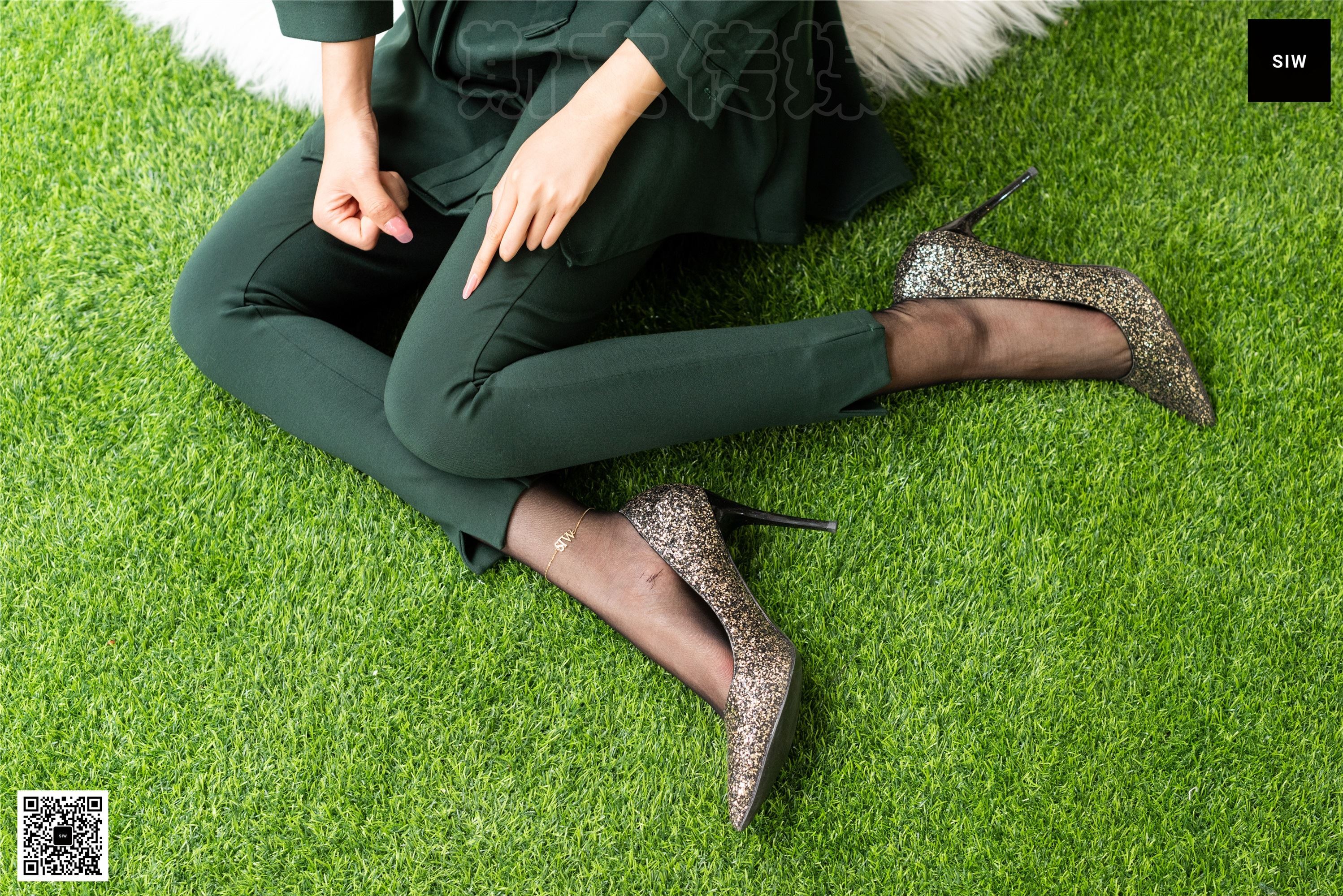 SIW斯文传媒 062 小香风墨绿纯棉气质小脚裤两件 - 甄真